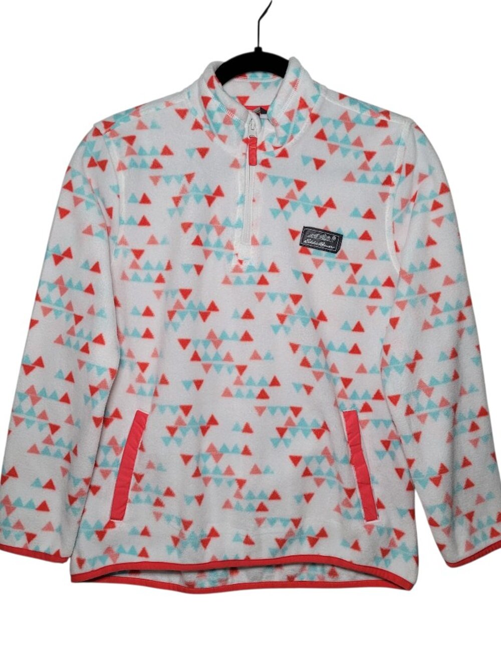 Eddie Bauer Youth Quest Fleece 1/4-Zip Pullover Triangle Print Large Aztec
